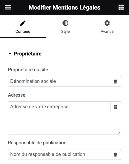 Widgets juridiques pour Elementor : capture d’écran 2