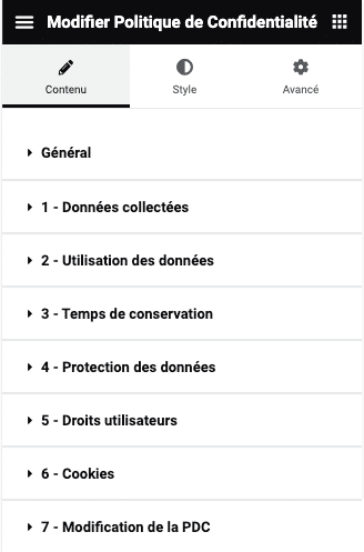 Widgets juridiques pour Elementor : capture d’écran 4