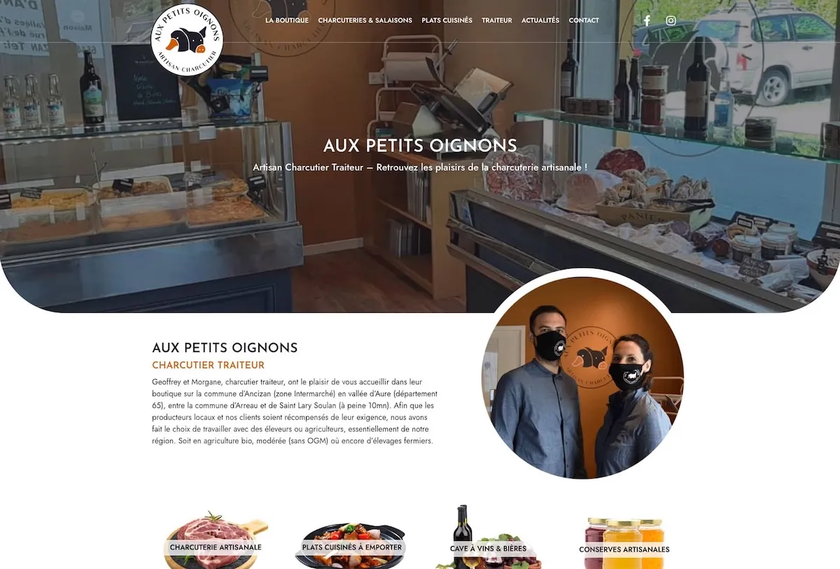 Site WordPress vitrine réalisé par Wycan pour Charcuterie Aux petits oignons - Charcuterie / artisan alimentaire