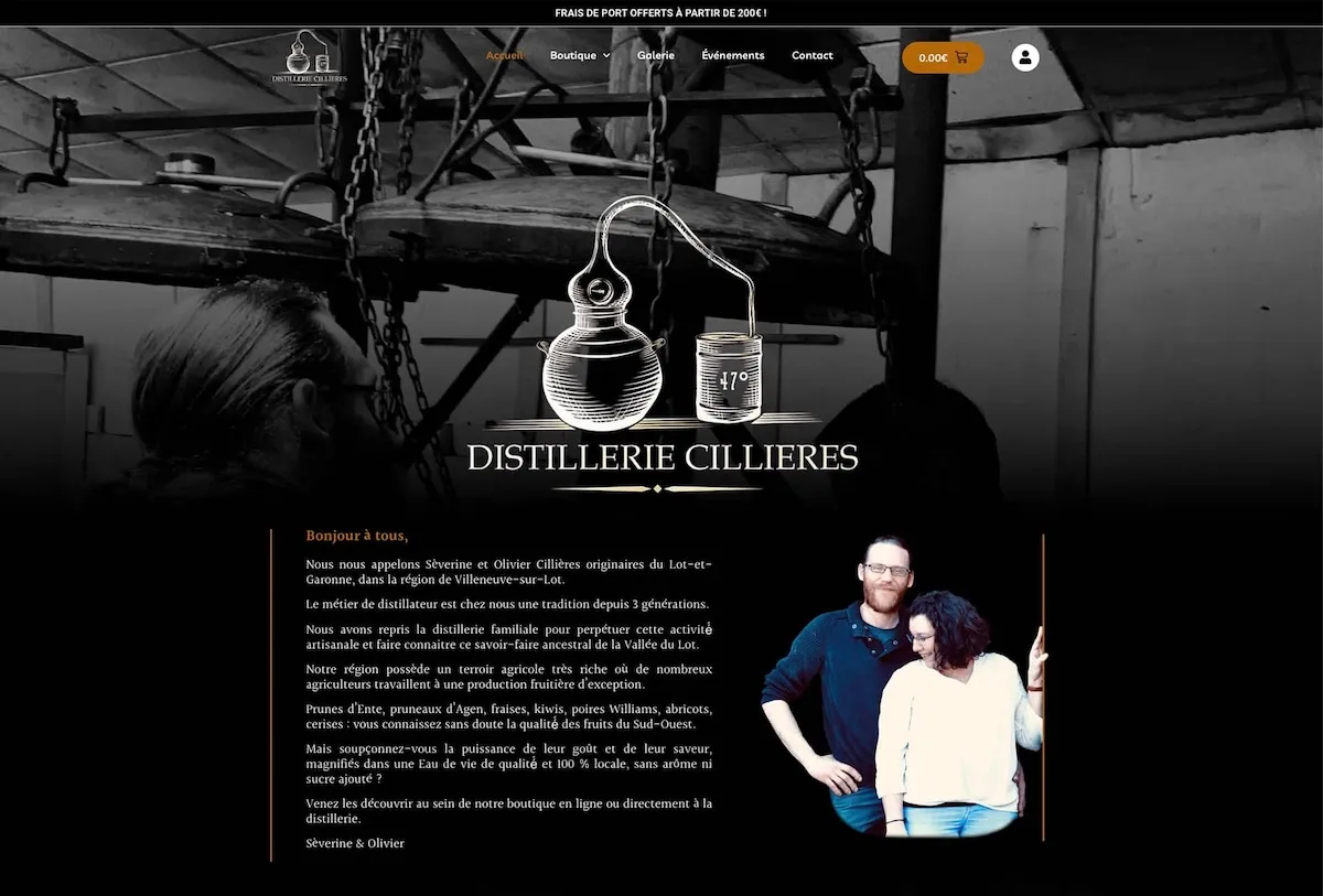 Boutique en ligne WordPress (WooCommerce) réalisé par Wycan pour Distillerie Cillières - Distillerie / spiritueux