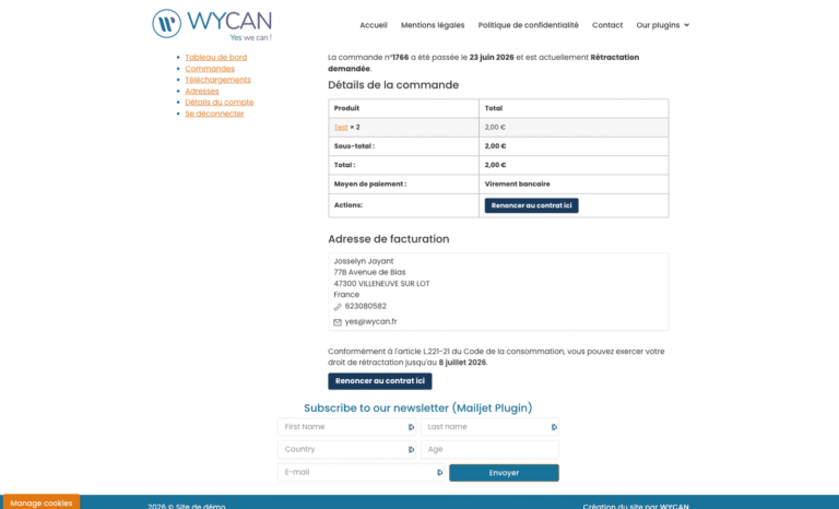 WyRetract : R&eacute;tractation en ligne conforme L221-21 : capture d&rsquo;&eacute;cran 11