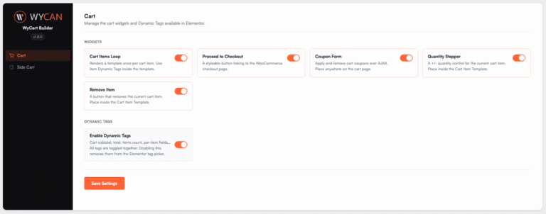 Panier WooCommerce 100% personnalisable dans Elementor : WyCart Builder : capture d&rsquo;&eacute;cran 1