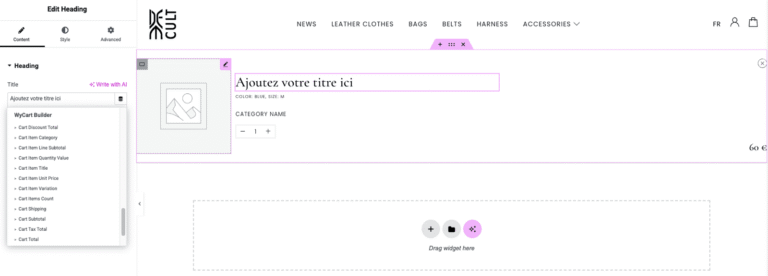 Panier WooCommerce 100% personnalisable dans Elementor : WyCart Builder : capture d&rsquo;&eacute;cran 3